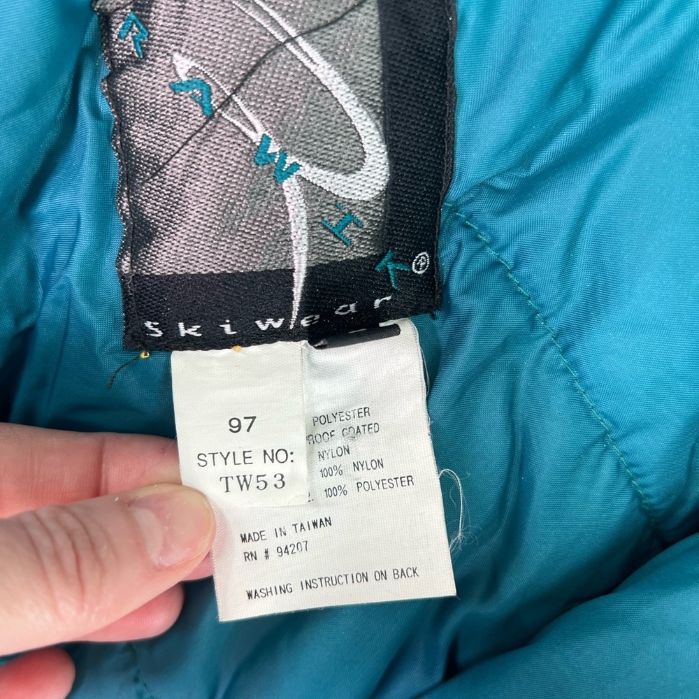 Rawik Skiwear vintage teal green snow ski jacket insulted hooded size L Large - Picture 5 of 11